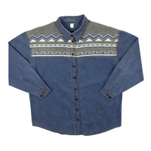 Load image into Gallery viewer, Vintage Forbidden Co. Cowboy Western Aztec Patterned Blue Long Sleeve Shirt
