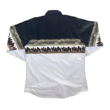 Load image into Gallery viewer, Vintage STARS &amp; STRIPES Cowboy Western Horse Graphic Pearl Snap Popper Long Sleeve Shirt
