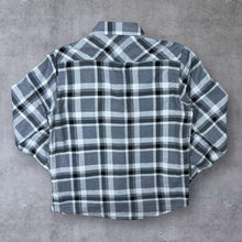 Load image into Gallery viewer, Vintage Identic Grey White Black Plaid Check Long Sleeve Cotton Flannel Shirt
