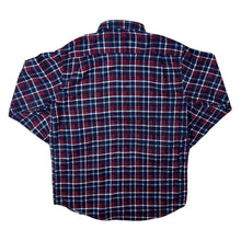 Load image into Gallery viewer, Vintage Pradizo Navy Blue Red Plaid Check Long Sleeve Cotton Flannel Shirt
