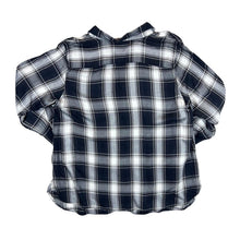 Load image into Gallery viewer, LAUREN RALPH LAUREN Black White Grey Plaid Check Lightweight Viscose Long Sleeve Shirt
