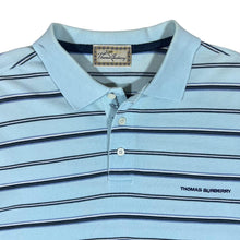 Load image into Gallery viewer, Vintage THOMAS BURBERRY Embroidered Mini Logo Blue Striped Short Sleeve Polo Shirt
