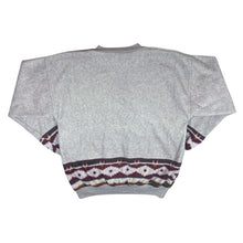 Load image into Gallery viewer, Vintage C&amp;A &quot;Ice Winter&quot; Embroidered Spellout Patterned Panel Fleece Crewneck Sweatshirt
