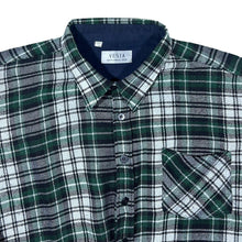 Load image into Gallery viewer, Vintage Vesta Green Black White Plaid Check Long Sleeve Flannel Shirt
