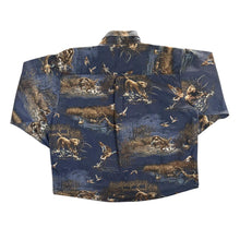 Load image into Gallery viewer, Vintage North River Labrador Dog Duck Hunting Patterned Long Sleeve Button-Up Shirt
