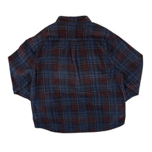Load image into Gallery viewer, Navy Blue Burgundy Plaid Check Jumbo Corduroy Cord Long Sleeve Shirt
