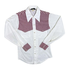 Load image into Gallery viewer, Vintage Sears Western Wear Pearl Snap Popper Red Check White Long Sleeve Shirt
