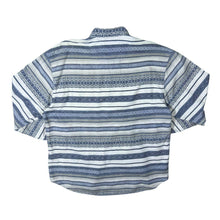 Load image into Gallery viewer, Vintage Blue White Striped Crazy Patterned Long Sleeve Flannel Cotton Button-Up Shirt
