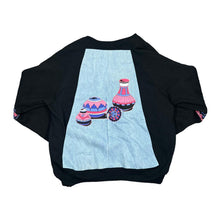 Load image into Gallery viewer, Vintage LEE Custom DIY Reworked Denim Panel Aztec Navajo Patterned Bomber Sweatshirt Jacket

