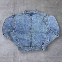 Load image into Gallery viewer, Vintage 90&#39;s Young C&amp;A Acid Wash Blue Denim Distressed Trucker Jacket
