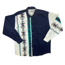 Load image into Gallery viewer, Vintage 90&#39;s Express Rider Cowboy Western Aztec Patterned Long Sleeve Cotton Shirt
