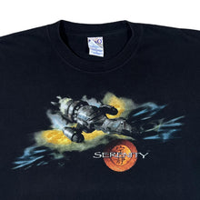 Load image into Gallery viewer, Vintage SERENITY (2005) Firefly TV Show Movie Spellout Graphic Black T-Shirt
