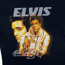 Load image into Gallery viewer, Elvis Presley Rock N Roll Singer Music Tribute Spellout Graphic Black T-Shirt
