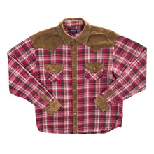 Load image into Gallery viewer, Cau Designs Corduroy Panel Cowboy Western Plaid Check Long Sleeve Shirt
