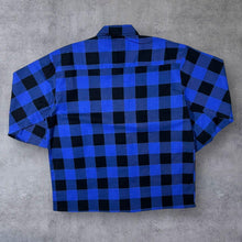 Load image into Gallery viewer, Vintage Blue Black Lumberjack Plaid Check Long Sleeve Cotton Flannel Shirt
