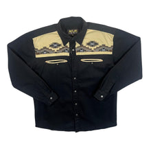 Load image into Gallery viewer, Atlas For Men Aztec Embroidered Cowboy Western Black Cotton Long Sleeve Shirt
