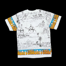 Load image into Gallery viewer, Early 00’s TUNISIA “Hello Tunisia” Souvenir Cartoon All-Over Print Spellout Graphic T-Shirt
