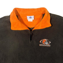 Load image into Gallery viewer, NFL Cleveland Browns Embroidered Football Logo Brown Orange 1/4 Zip Fleece Sweatshirt

