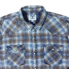 Load image into Gallery viewer, Garcia Jeans Western Plaid Check Popper Long Sleeve Flannel Cotton Shirt

