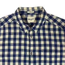 Load image into Gallery viewer, WRANGLER &quot;Slim&quot; Navy Cream Plaid Check Long Sleeve Cotton Shirt

