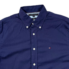 Load image into Gallery viewer, TOMMY HILFIGER &quot;Stretch&quot; Classic Embroidered Mini Logo Navy Blue Long Sleeve Button-Up Shirt
