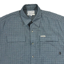 Load image into Gallery viewer, Vintage COLUMBIA SPORTSWEAR "GRT" Blue Check Short Sleeve Polyester Rayon Shirt
