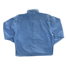 Load image into Gallery viewer, Vintage Port and Company "LCS" College Long Sleeve Button-Up Blue Denim Shirt
