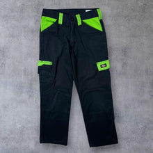 Load image into Gallery viewer, Dickies Black Fluorescent Green Workwear Straight Leg Cargo Trousers
