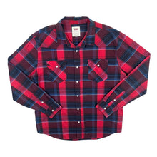 Load image into Gallery viewer, Levi&#39;s Cowboy Western Red Blue Plaid Check Popper Button Long Sleeve Shirt
