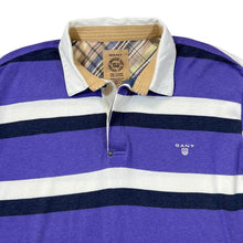 Load image into Gallery viewer, GANT Embroidered Mini Logo Colour Block Striped Long Sleeve Rugby Polo Shirt
