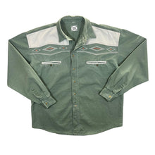 Load image into Gallery viewer, Vintage Jacques Lorant Cowboy Western Panel Green Denim Long Sleeve Shirt
