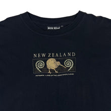 Load image into Gallery viewer, Vintage Wild Kiwi NEW ZEALAND Embroidered Souvenir Spellout Black T-Shirt
