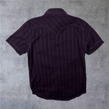 Load image into Gallery viewer, Arizona Jeans Co. Burgundy Maroon Striped Cowboy Western Popper Cotton Shirt
