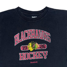 Load image into Gallery viewer, Reebok NHL CHICAGO BLACKHAWKS Ice Hockey Logo Spellout Graphic T-Shirt

