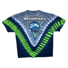 Load image into Gallery viewer, Majestic NFL Seattle Seahawks Football Logo Spellout Graphic Tie Dye T-Shirt
