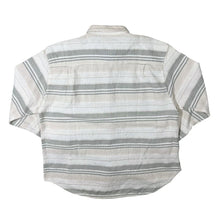 Load image into Gallery viewer, Vintage Chaser Grey White Cream Striped Patterned Cotton Long Sleeve Flannel Shirt
