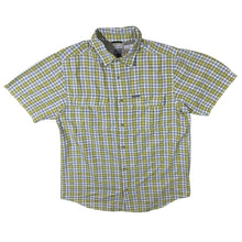 Load image into Gallery viewer, Columbia Sportswear Titanium Yellow White Check Utility Outdoor Short Sleeve Shirt
