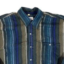 Load image into Gallery viewer, Vintage Pure Silk Abstract Multi Colour Striped 100% Silk Long Sleeve Shirt
