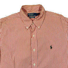 Load image into Gallery viewer, Vintage POLO RALPH LAUREN Orange White Striped Mini Logo Long Sleeve Button-Up Cotton Shirt
