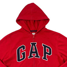 Load image into Gallery viewer, GAP Classic Embroidered Big Logo Spellout Red Zip Hoodie
