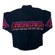 Load image into Gallery viewer, Vintage Express Rider Cowboy Western Patterned Black Long Sleeve Button-Up Cotton Shirt
