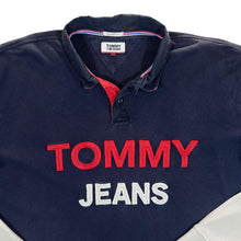 Load image into Gallery viewer, TOMMY JEANS Tommy Hilfiger &quot;Relaxed Fit&quot; Embroidered Big Spellout Long Sleeve Polo Shirt
