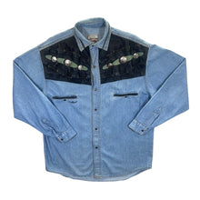 Load image into Gallery viewer, Vintage Stockerpoint Cowboy Western Blue Denim Popper Long Sleeve Shirt
