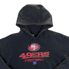 Load image into Gallery viewer, NFL Team Apparel SAN FRANCISCO 49ERS Football Spellout Graphic Black Pullover Hoodie
