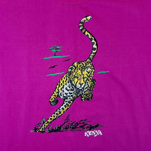 Load image into Gallery viewer, Vintage Sun Flag KENYA Cheetah Animal Souvenir Graphic Pink T-Shirt
