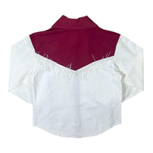 Load image into Gallery viewer, Cowboy Western Style Tasselled Burgundy Red White Long Sleeve Shirt

