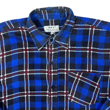 Load image into Gallery viewer, Vintage Nan Yuan Blue Plaid Check Long Sleeve Button-Up Flannel Shirt
