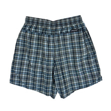 Load image into Gallery viewer, Early 00&#39;s SPEEDO Embroidered Mini Logo Blue Grey Check Swimming Trunks Board Shorts
