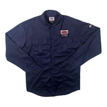 Load image into Gallery viewer, Dickies Workwear Embroidered Patch Navy Blue Long Sleeve Polyester Cotton Shirt
