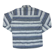 Load image into Gallery viewer, Vintage 90&#39;s Grey Blue Patterned Striped Long Sleeve Flannel Shirt

